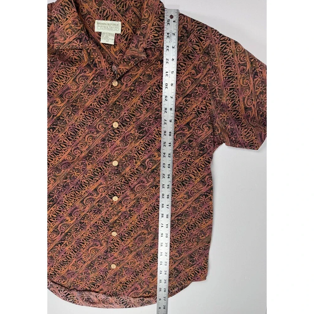 Vintage Banana‎ Republic Safari and Travel Shirt Mens XS Brown Black Resortwear